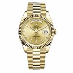 Rolex Day-Date 40 Presidential Champagne dial, Fluted Bezel, President bracelet, Yellow gold Watch