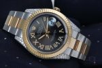 Rolex Datejust Iced out 41MM Stainless Steel and Yellow Gold Custom VVS Moissanite Grey Roman Dial