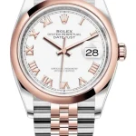 Rolex Datejust 36 Steel & Everose Gold White Roman Dial Women's Watch M126201-0015