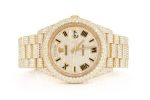 ICED OUT WATCHES ROLEX DAY-DATE 40MM AUTOMATIC YELLOW GOLD MOISSANITE 20.30CT