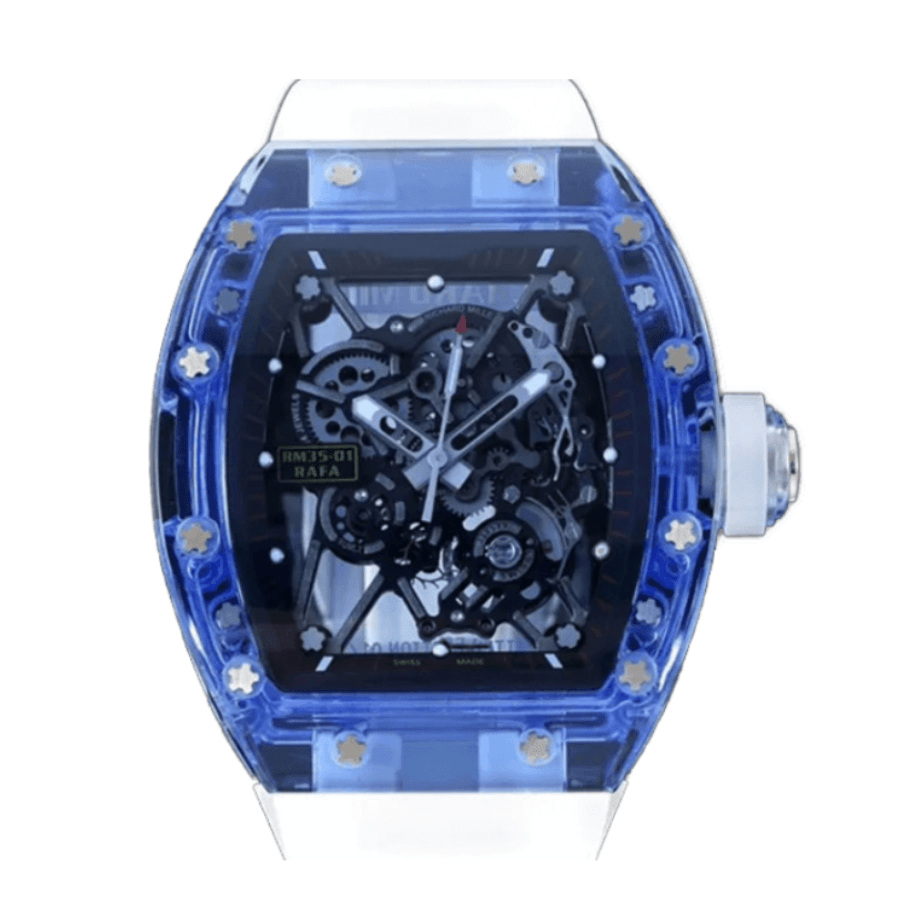 Richard-Mille-35-01-Blue-White-Rubber-Bracelet-Replica-2.png Richard Mille 35-01 Blue White Rubber Bracelet Replica - Image 1