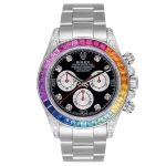 Rolex Pre Owned Steel Daytona 116509 Custom Diamond Rainbow