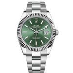 Rolex Datejust 41 Green Dial Oystersteel and White Gold Men's Watch 126334