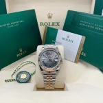 Rolex Datejust 41 Steel and Everose Gold Wimbledon Green Dial Jubilee Men's Watch M126331-0016 - Image 9