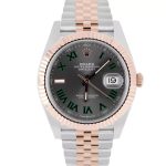 Rolex Datejust 41 Steel and Everose Gold Wimbledon Green Dial Jubilee Men's Watch M126331-0016 - Image 8