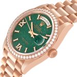 Rolex Day-Date Rose Gold Green Aventurine Diamond-Set Roman Dial Diamond Bezel Women's Watch M128345RBR-0068 - Image 4